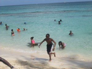 My younger cousin at a beach picnic